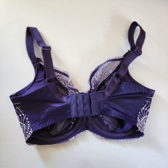 Fit Fully Yours Nicole Bra Lace Purple Unpadded Underwire Embroidered Size 30H - Picture 5 of 9